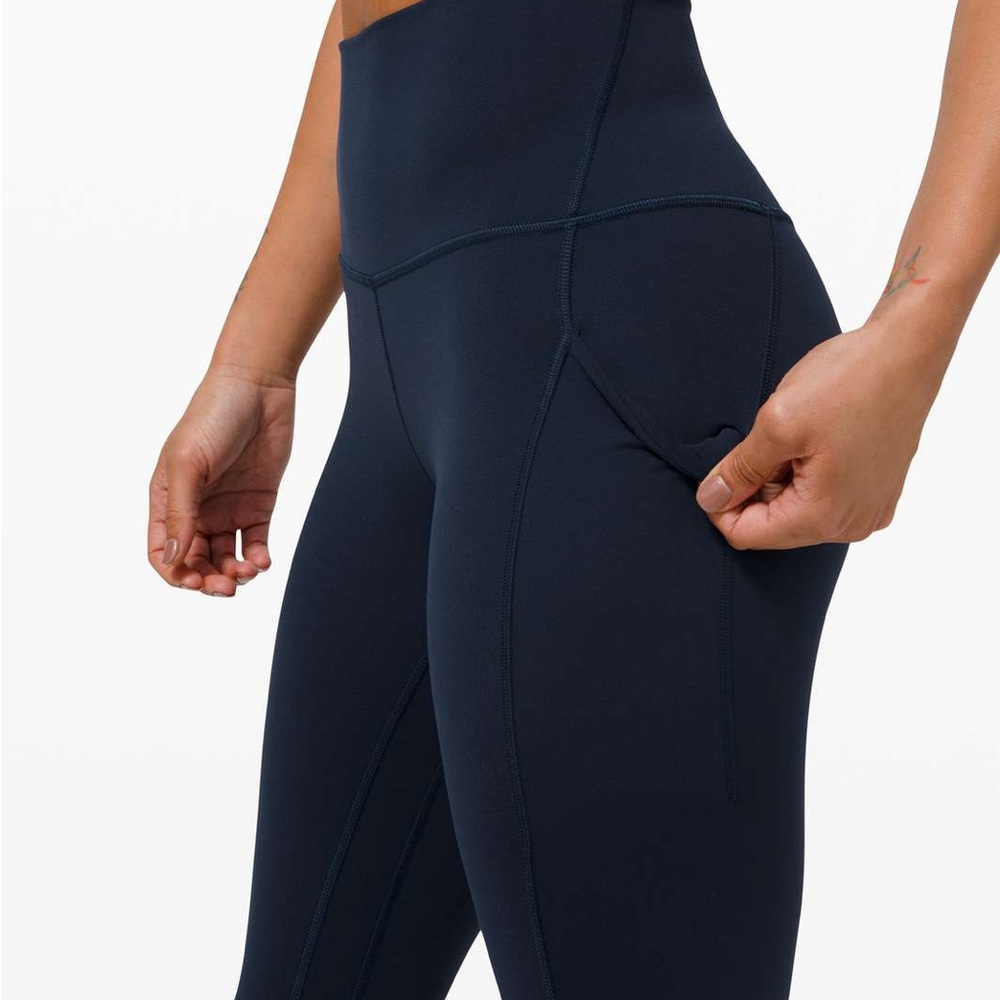 Lululemon Full Length Leggings with Pockets - Navy Blue